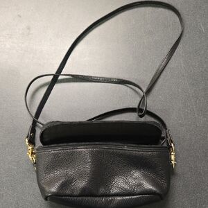Levenger Black Leather Crossbody Bag with Optional Belt Bag Loops